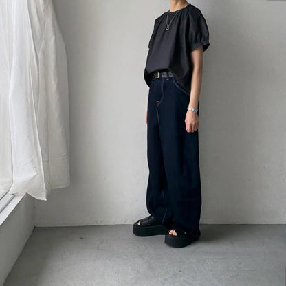 🟡週末入荷分予約受付中🟡cion  コットンシャーリングブラウス　　　ブラック