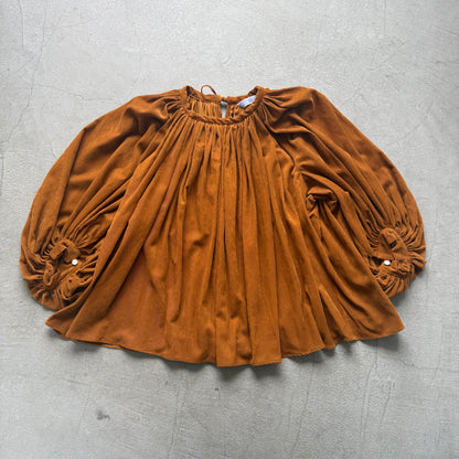 R&D.M.Co  コットンレーヨンシャツコールギャザースモックブラウス