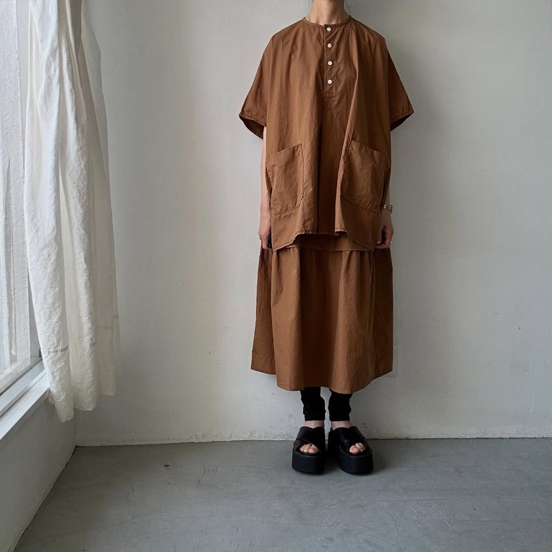 homspun コットンミニチェックビッグブラウス