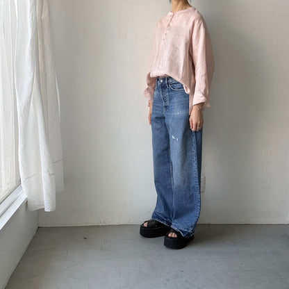 atelier naruse  リネンスモックブラウス　ペールピンク