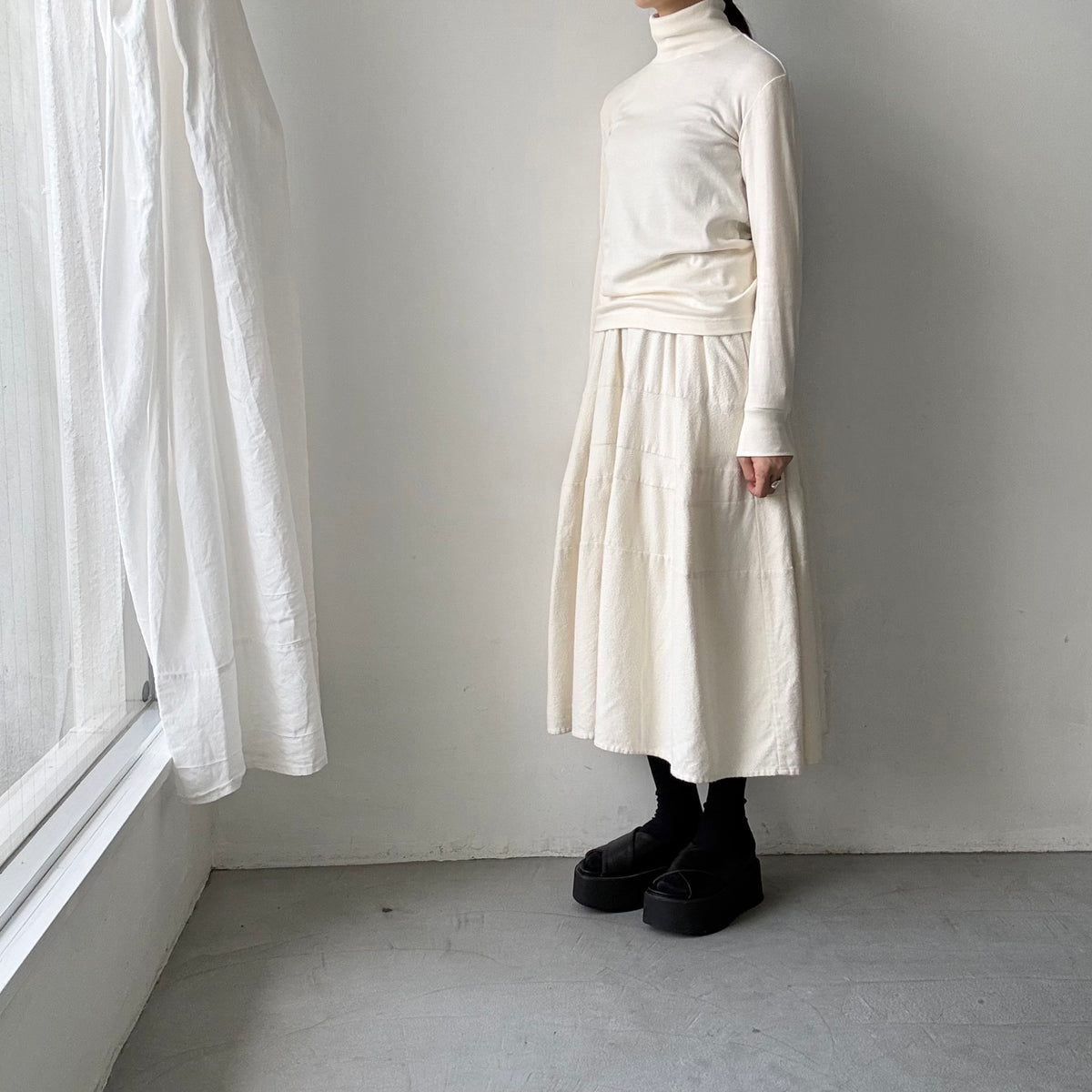 MAGALI コットンウールハイネックカットソー　アイボリー
