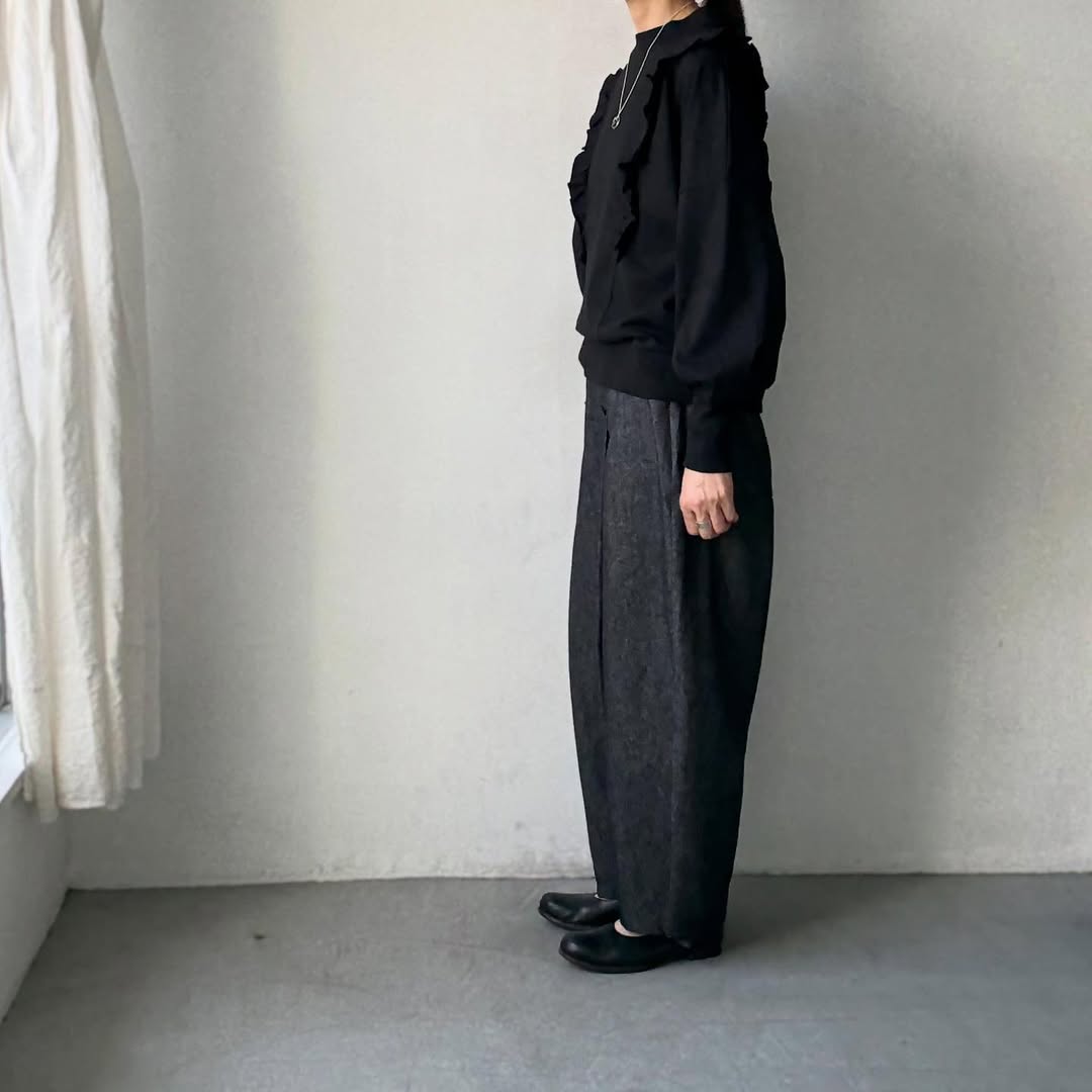 MAGALI コットンリネンデニムマリンパンツ