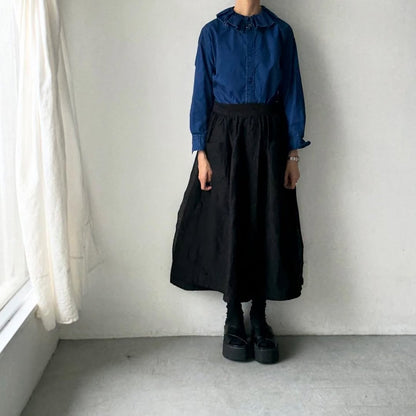 R&D.M.Co インディゴブルーラッフルカラーブラウス