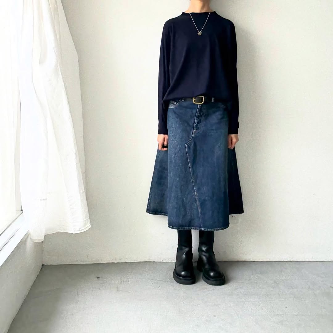as it is   コットンオーバーニット　ネイビー