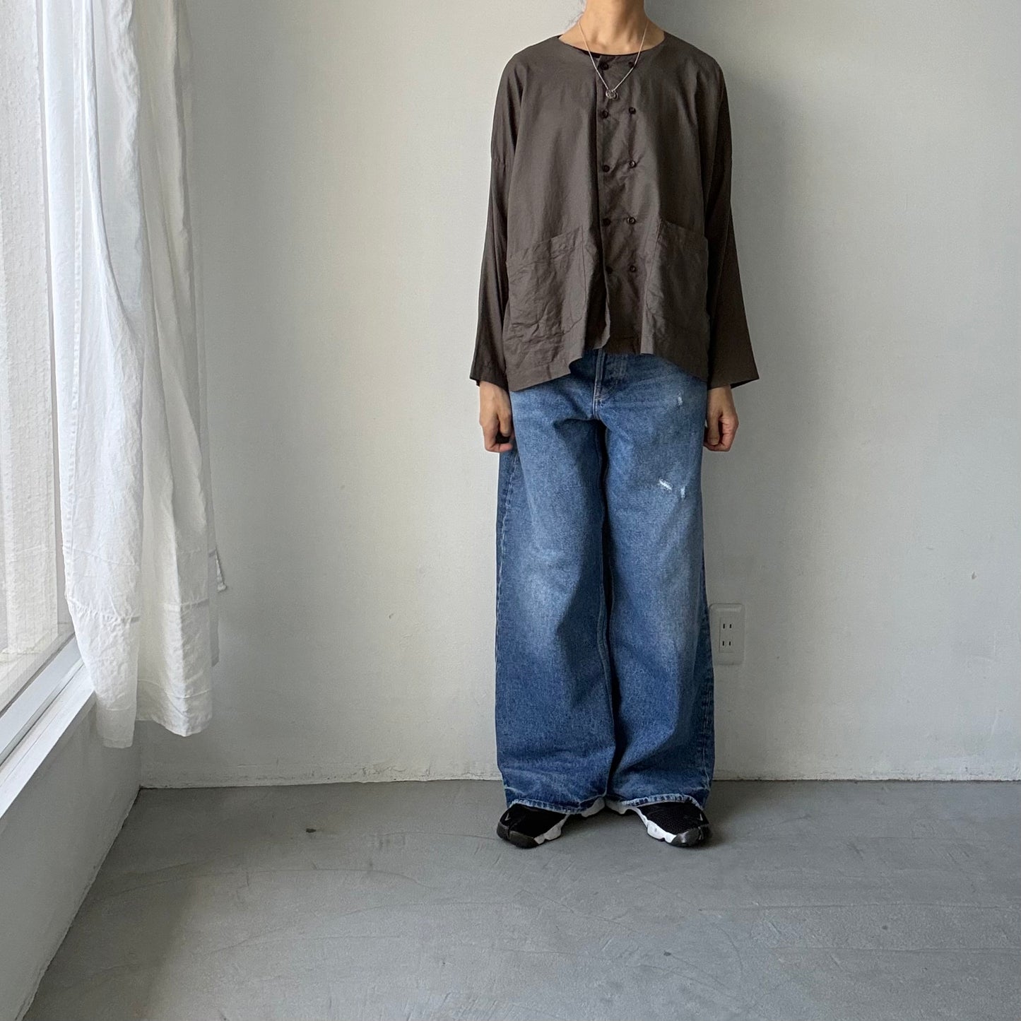 jujudhau コットンダブルボタンシャツ