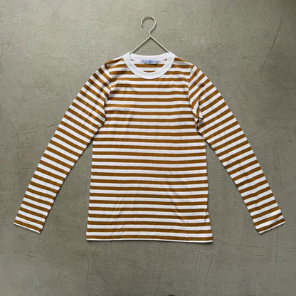 R&D.M.Co ガーゼボーダー長袖Tシャツ　カフェオレ　Mサイズ