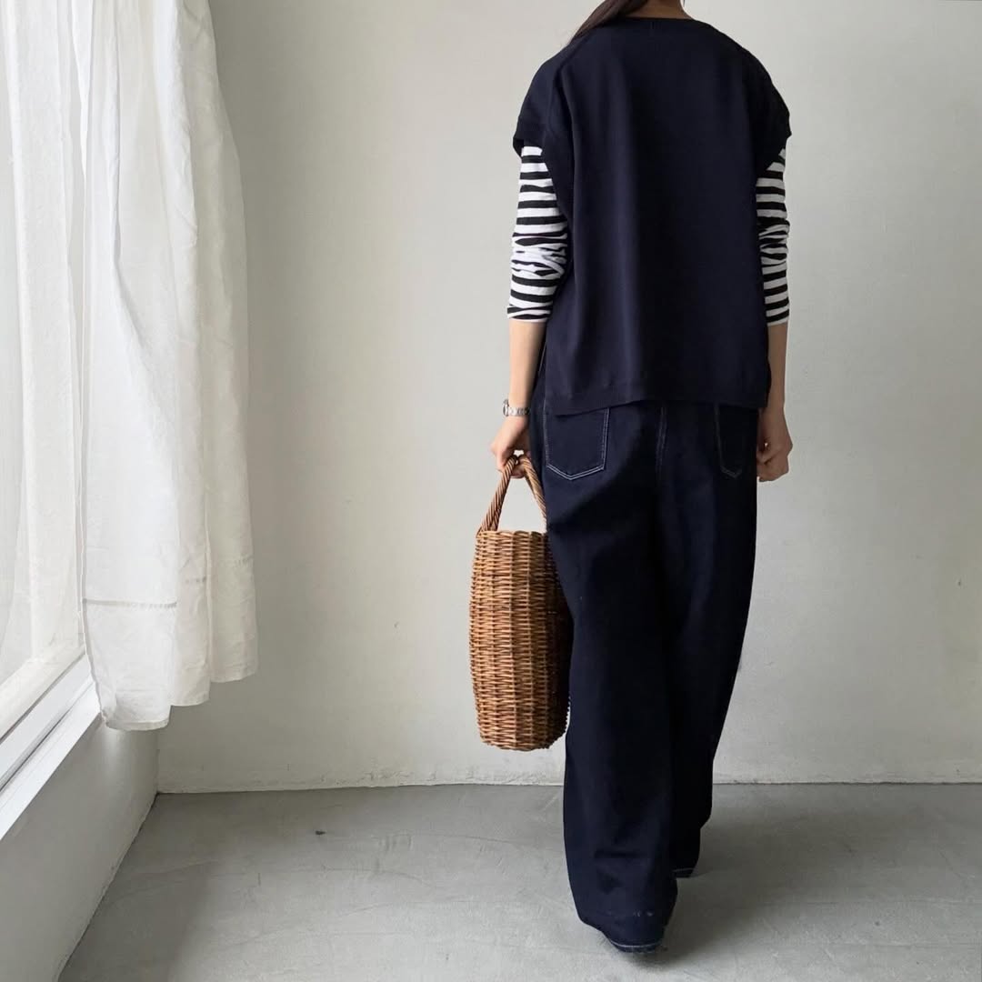 homspun  コットンコードベスト　ネイビー