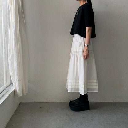 MAGALI コットンシルクピンタックスカート　ホワイト