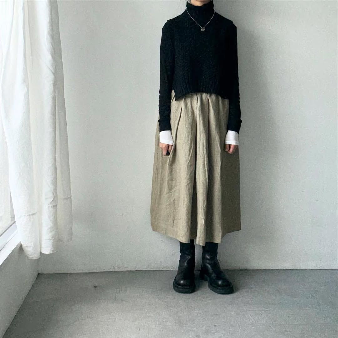 Linenya  リネンタックスカート　ベージュ
