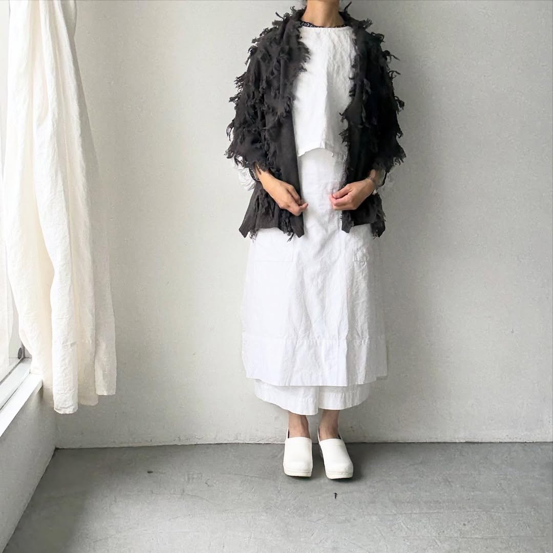 homspun ラムフリンジストール　グレー