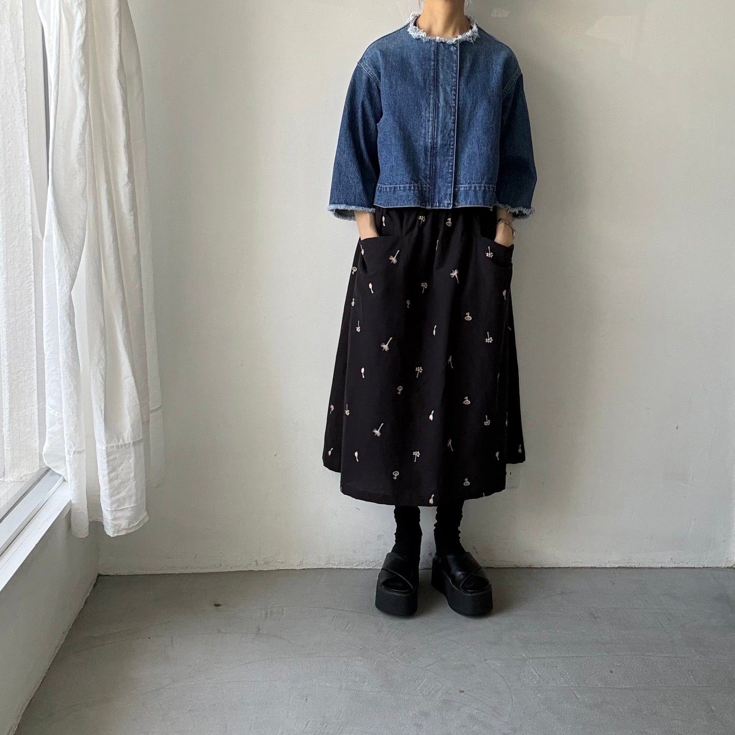 atelier naruse  コットンリネンカットインポケットスカート nohara