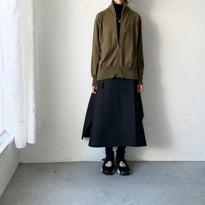 homspun ソフトコットンジップアップカーディガン　カーキ