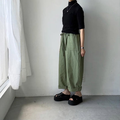 MAGALI コットンリネンファナージュロングパンツ