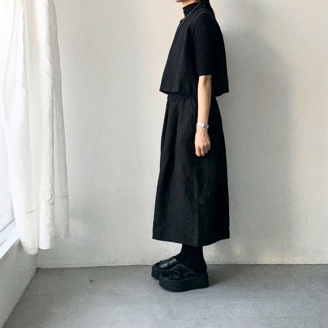 Linenya  リネンタックスカート　ブラック