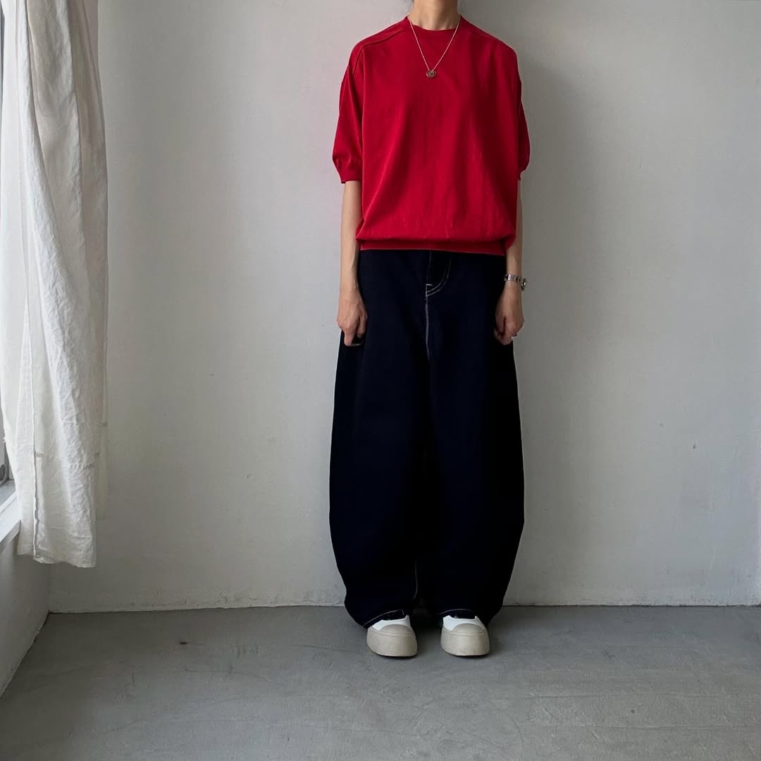 as it is.コットン半袖ニットプルオーバー　レッド
