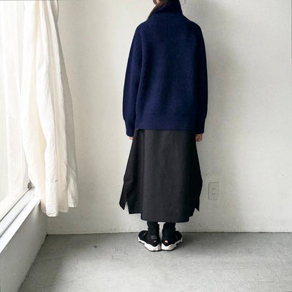 homspun メリノウールワッフル編みプルオーバー　ブルーネイビー