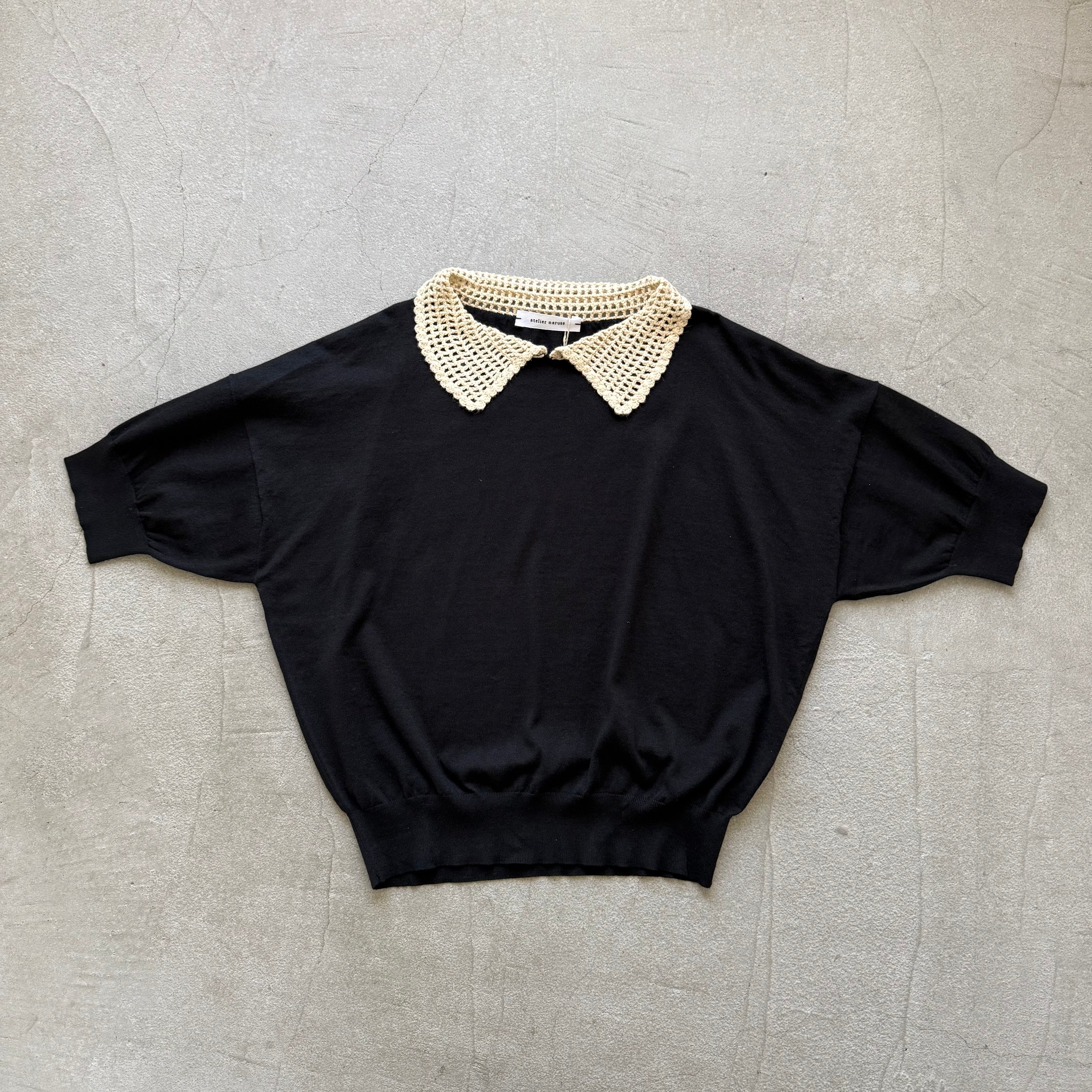 atelier naruse コットンクロシェカラーニット ブラック – blanc