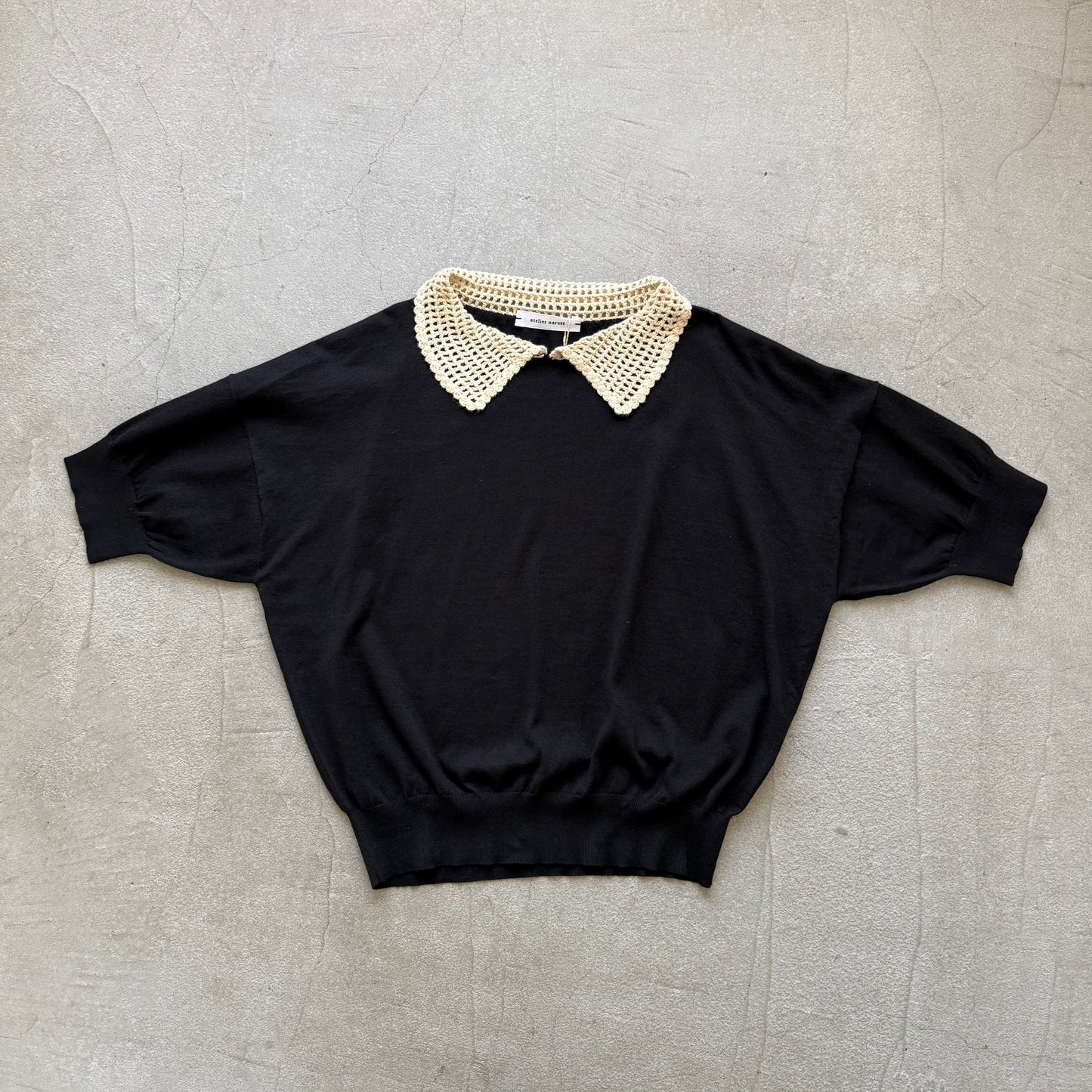 atelier naruse  コットンクロシェカラーニット　ブラック