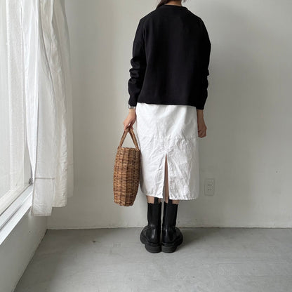 atelier naruse  コットンウールVネックニットカーディガン　ブラック