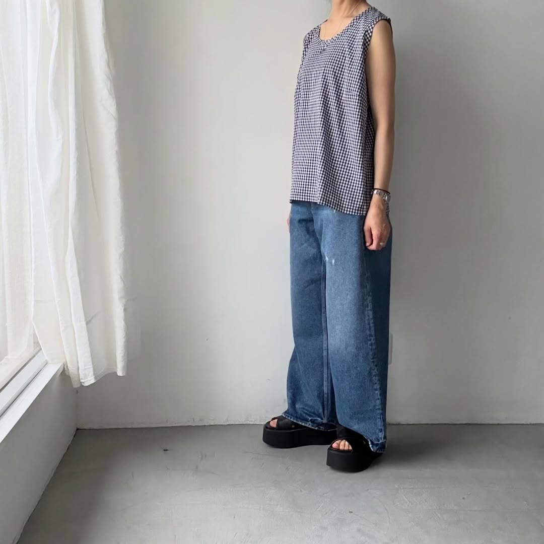 homspun  ギンガムノースリーブプルオーバー　