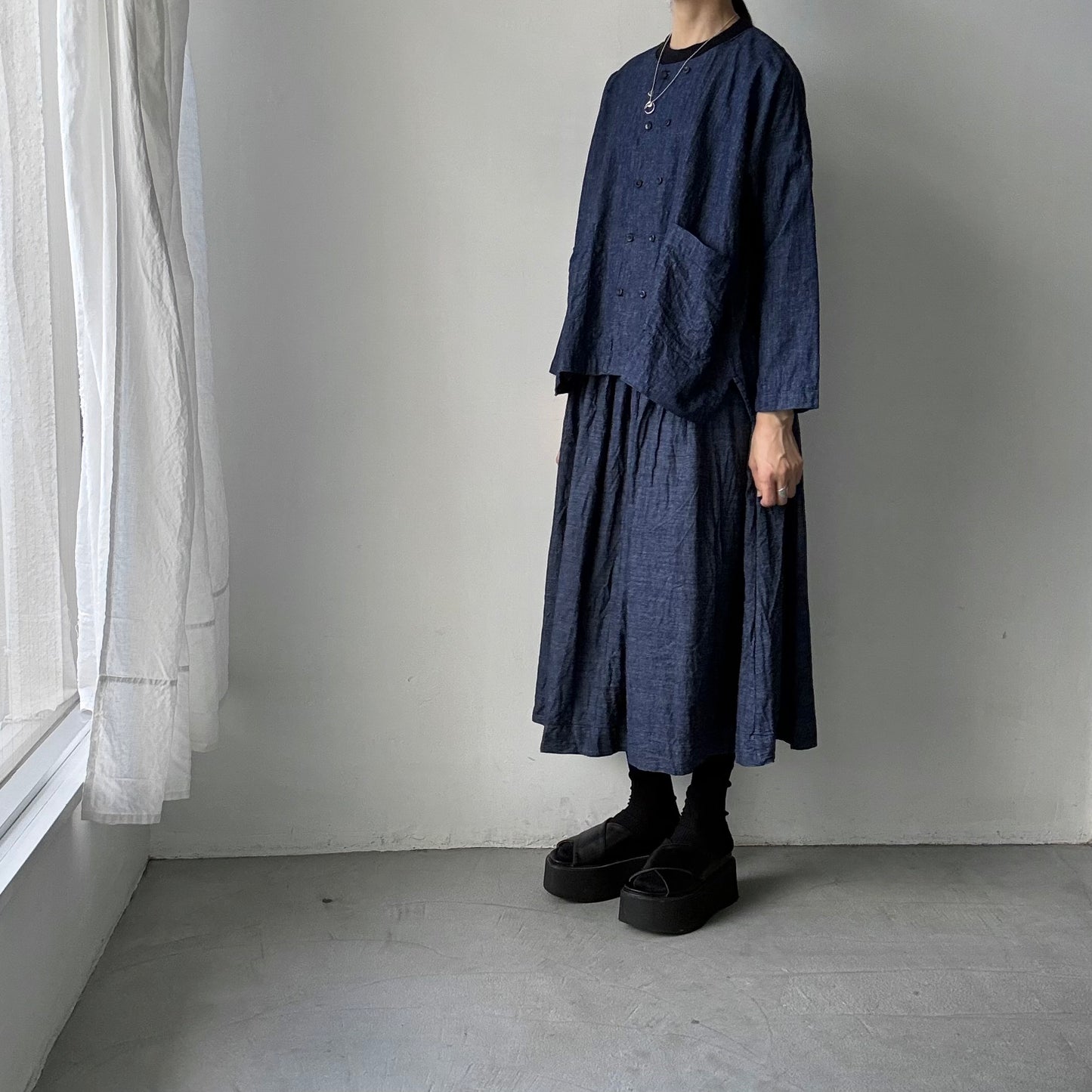 jujudhau デッドストックデニムダブルボタンシャツ