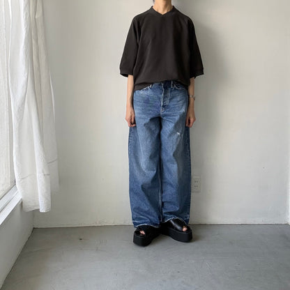 atelier naruse  コットン半袖スウェットシャツ　スミクロ