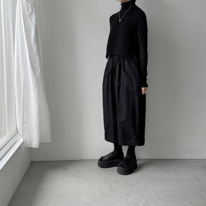 ゴーシュ  コットンポプリンワイドパンツ　ブラック