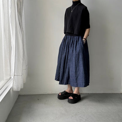 jujudhau デッドストックデニムギャザースカート