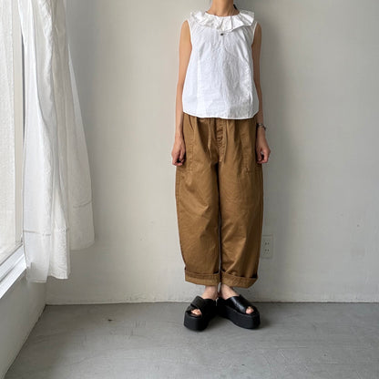 homspun 高密度ウエポンギャザーパンツ　キャメル