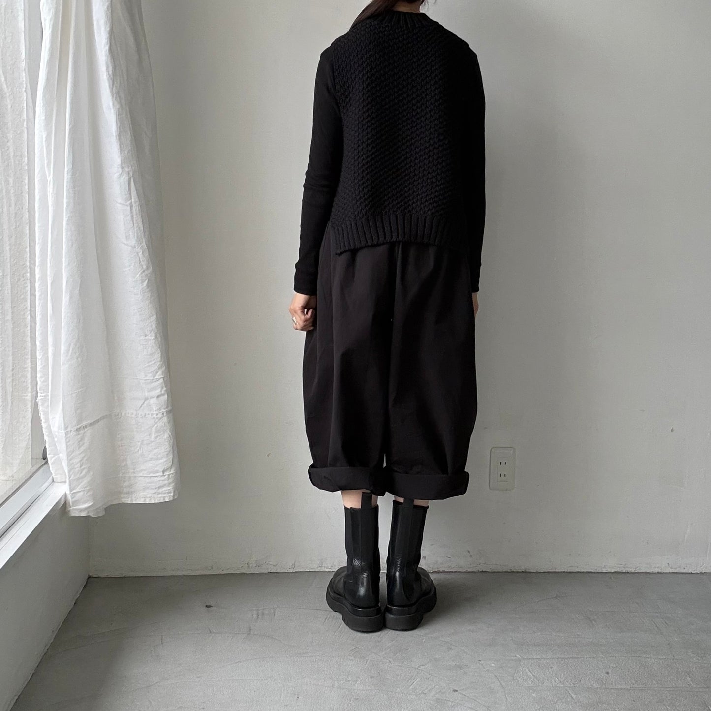 atelier d'antan Perriereコットンワイドパンツ　ブラックsize1