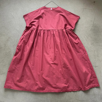 homspun コンパクトウェザービッグギャザーワンピース　ピンク