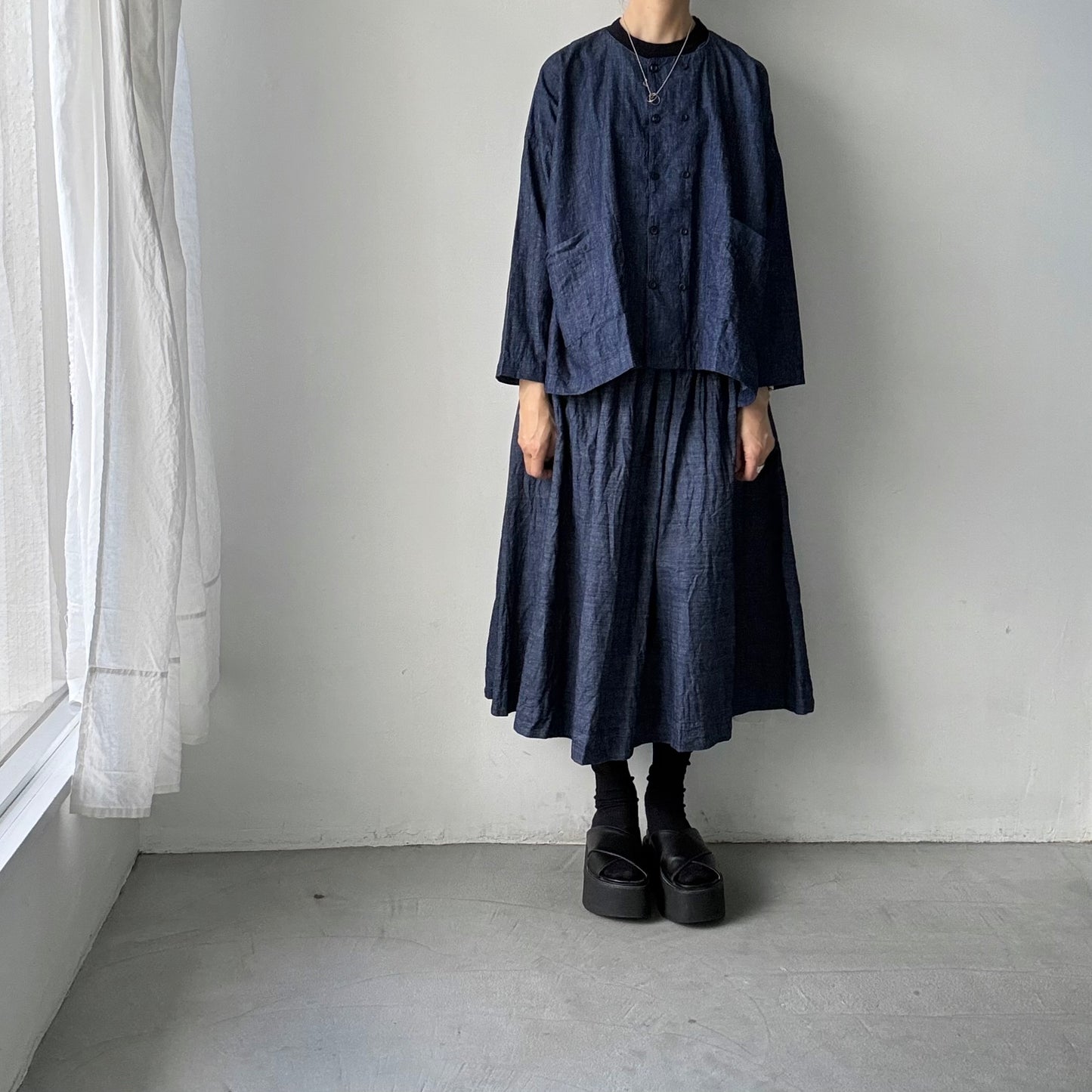 jujudhau デッドストックデニムダブルボタンシャツ