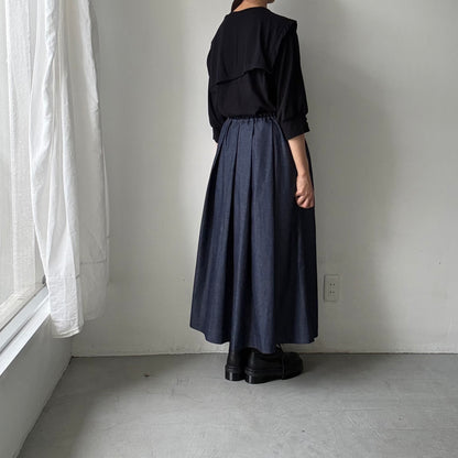 Linenya  デニムタックスカート　90センチ丈