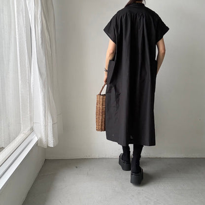 R&D.M.Co シルクコットンラグランハーフスリーブドレス