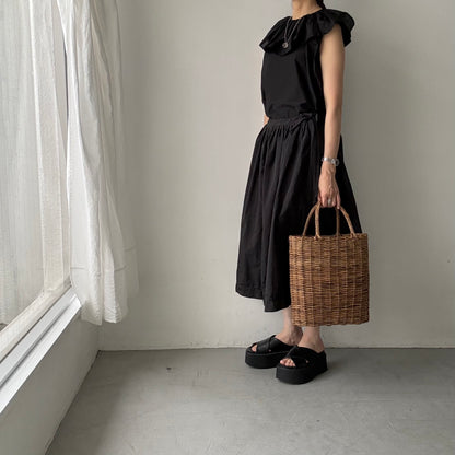 R&D.M.Co シルクコットンピエロカラーノースリーブブラウス