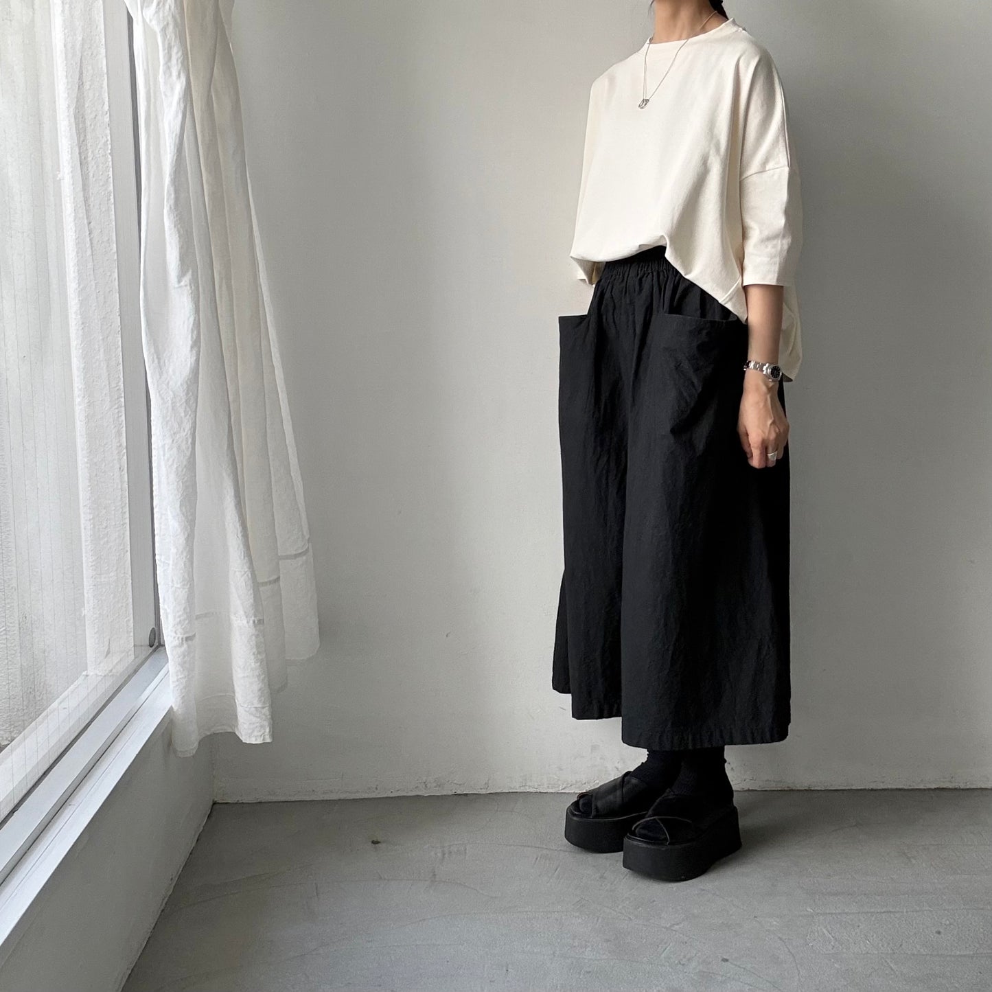 🟡水曜日入荷分予約受付中🟡 Linenya  テラヴェ7分袖Tシャツ　アイボリー