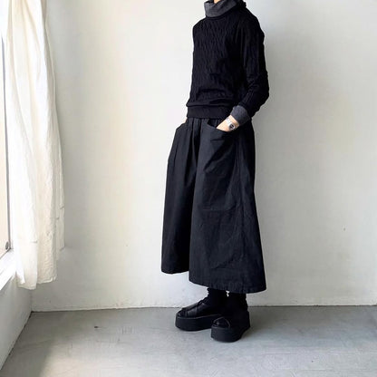 atelier naruse  ウールコットンタートルネックカットソー　ブラック