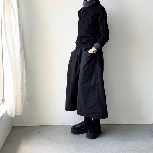 atelier naruse  ウールコットンタートルネックカットソー　ブラック