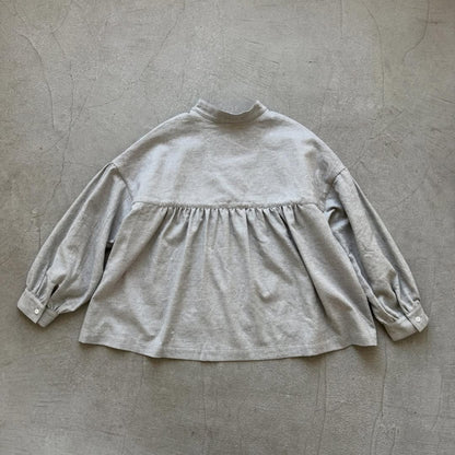 Linenya  コットンリネンウール長袖スタンドカラーブラウス