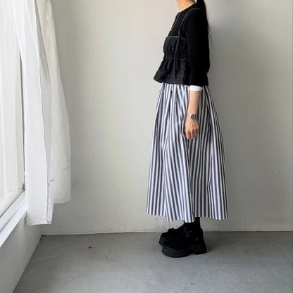 ayanoguchiaya　ストライプタックワイドスカート(blanc別注)