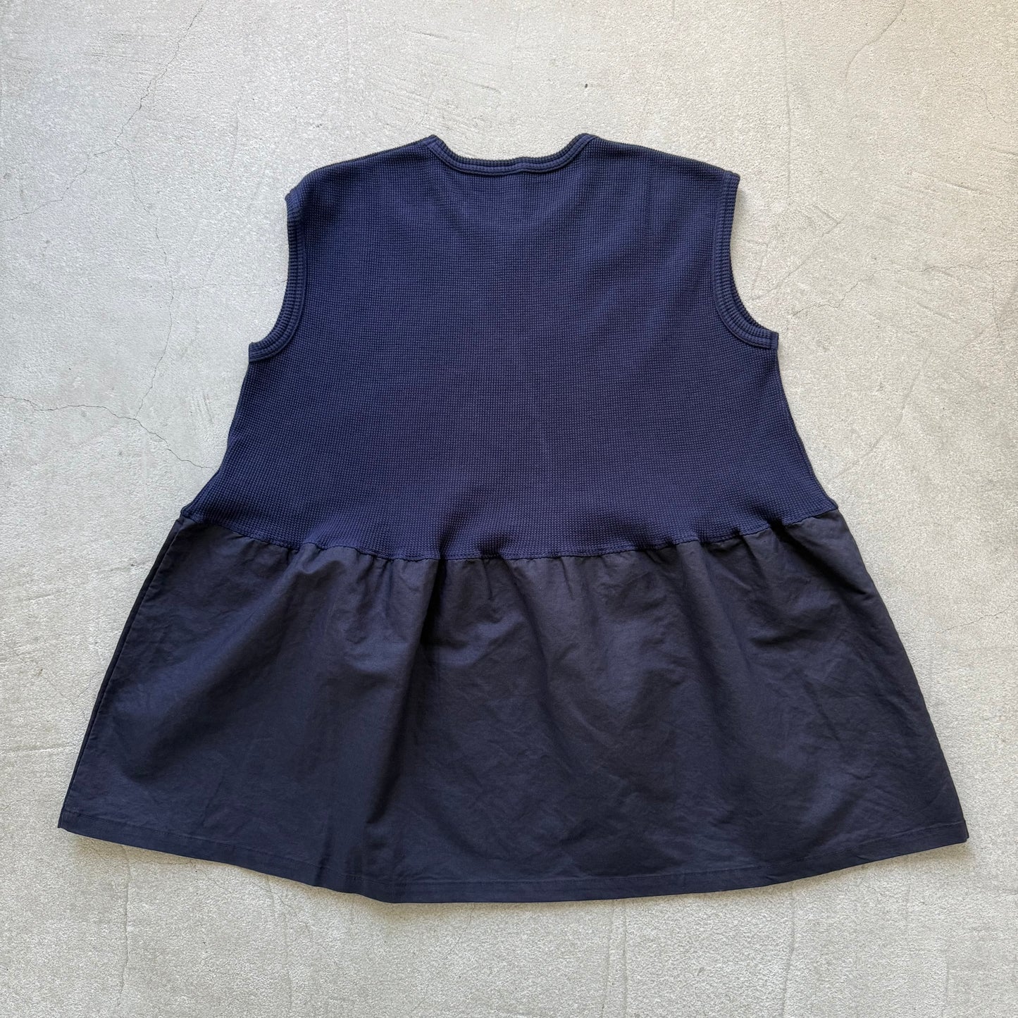 homspun  ワッフルノースリーブプルオーバー　ネイビー×ネイビー
