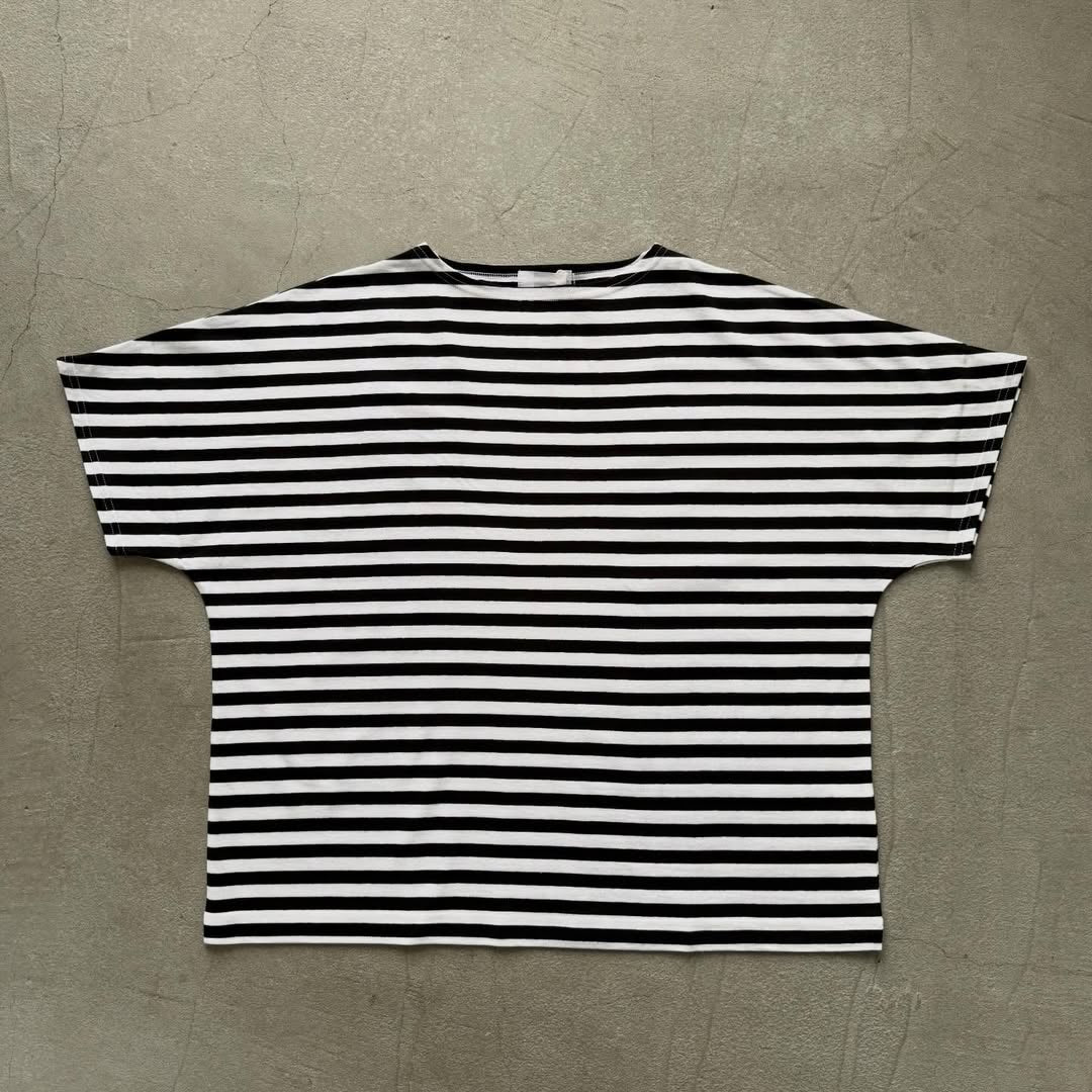 homspun  天竺ボーダー半袖プルオーバー　ホワイト×ブラック