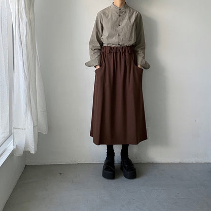 atelier naruse  オーガニックコットングレンチェックバンドカラーシャツ