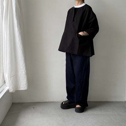 atelier d'antan Bouvetコットンプルオーバー　ブラック