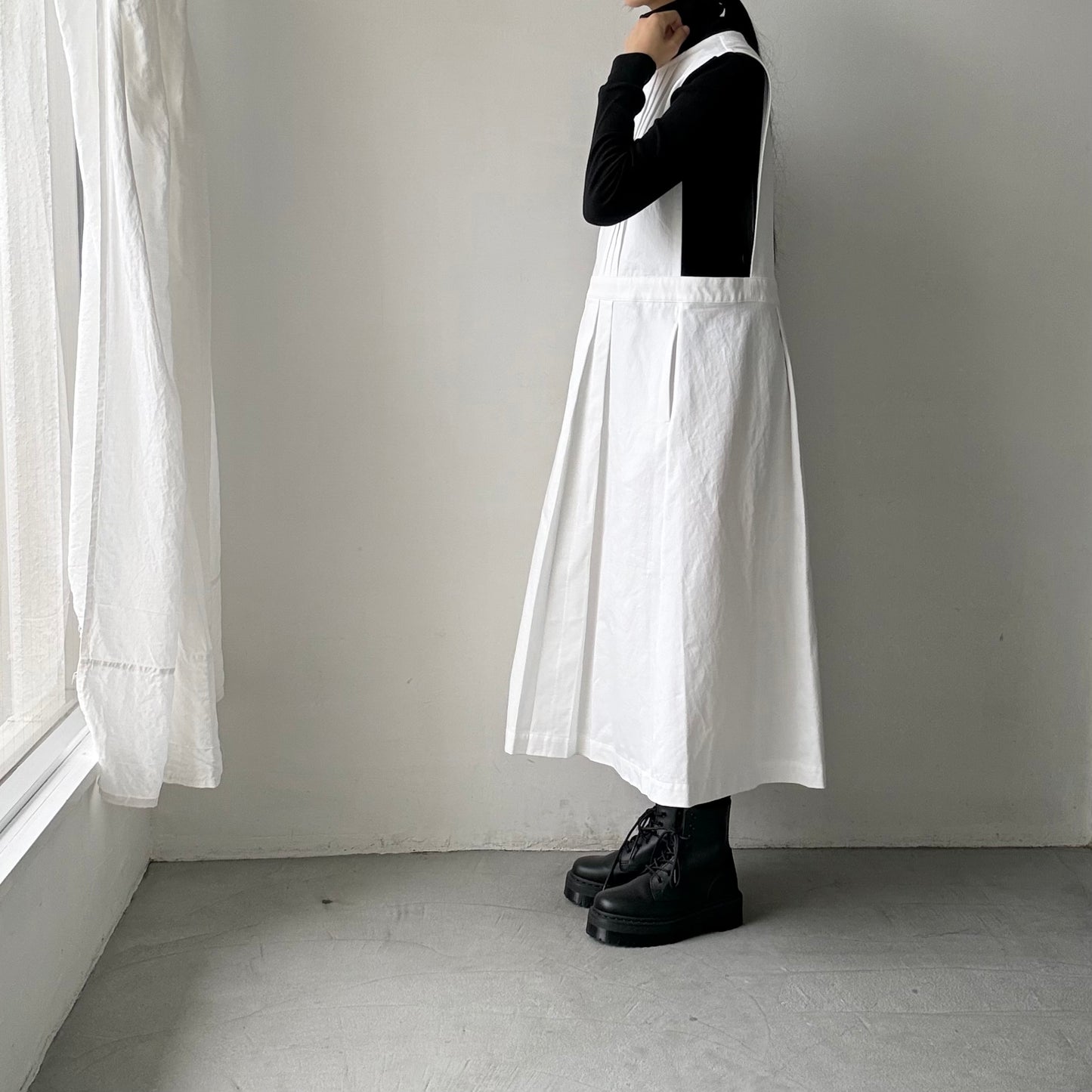 atelier d'antan ×blanc  kobell コットンエプロンドレス　ホワイト