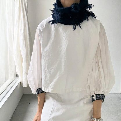 homspun ラムフリンジネックウォーマー　ネイビー