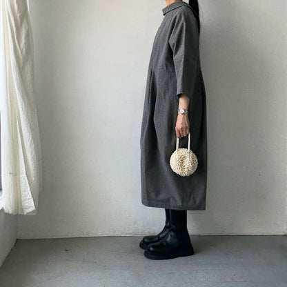 ayanoguchiaya　ダブルフロントコートワンピース　グレー