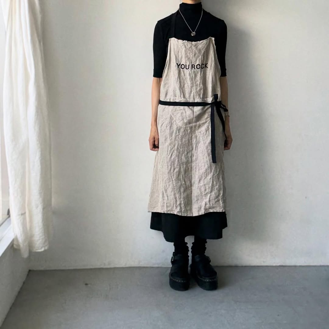 R&D.M.Co  YOU ROCK リネンエプロン