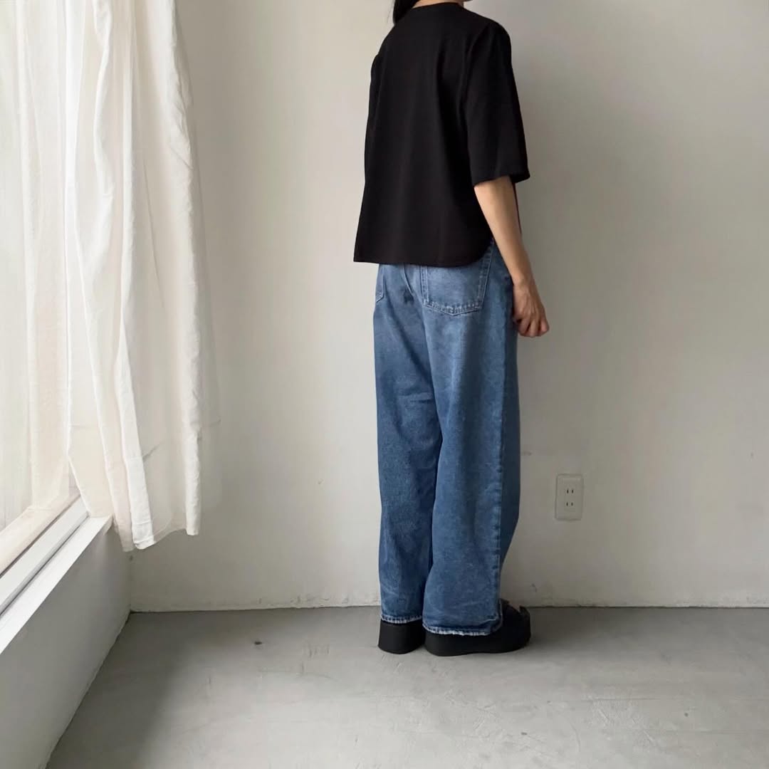 homspun  天竺5分袖カーディガン
ブラック