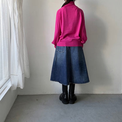 atelier naruse ウールタートルネックニット　ピンク×袖口レッド